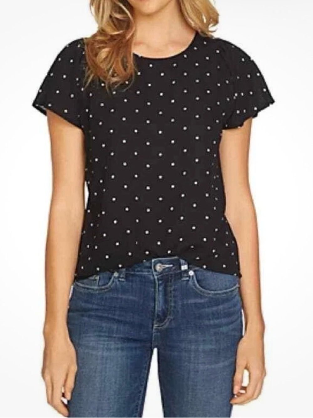 Cece black polka dot blouse